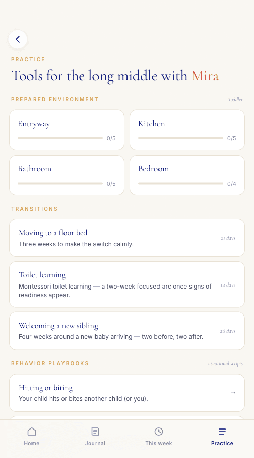 Family Companion home practice guide screen
