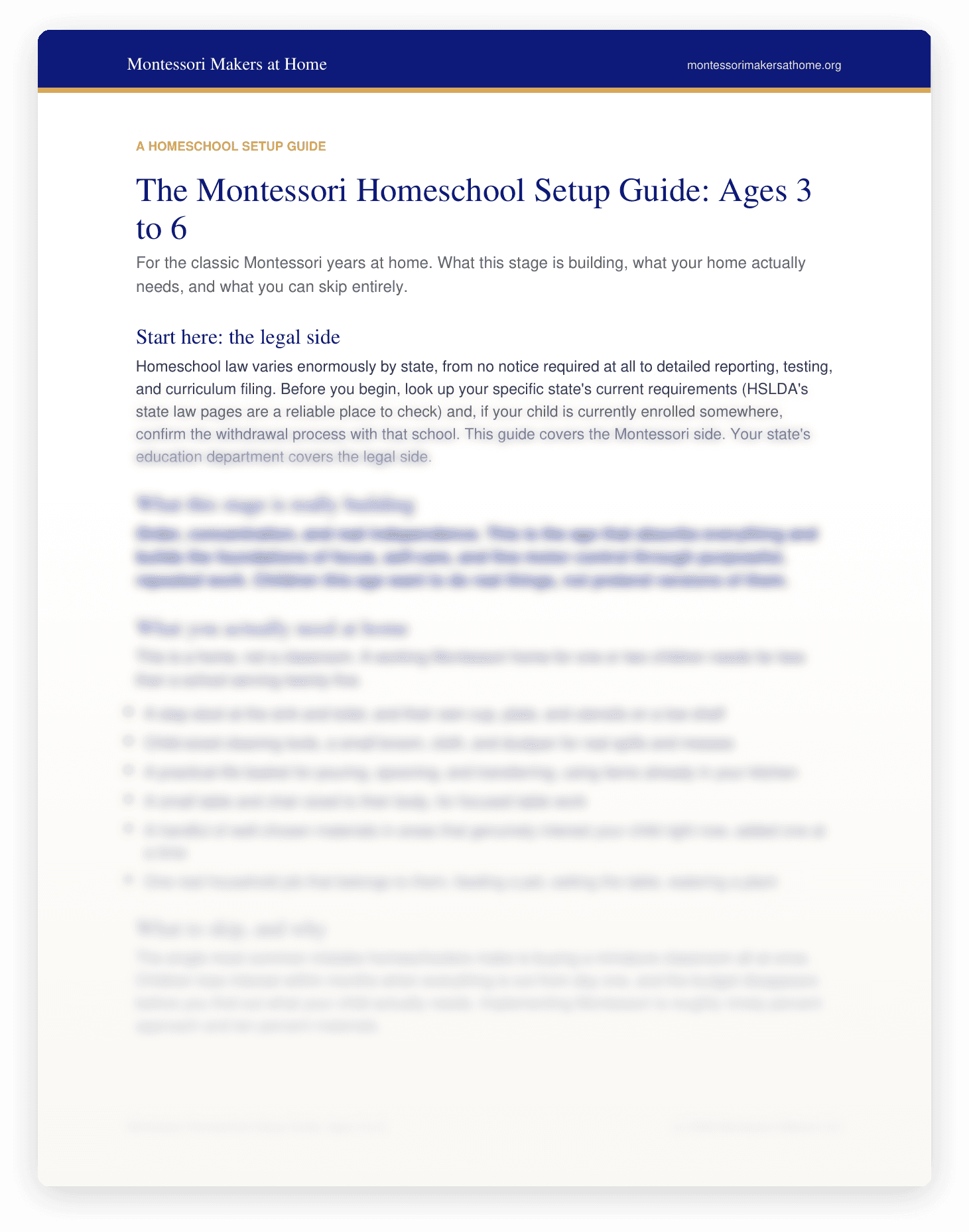 Montessori Homeschool Setup Guide, page preview